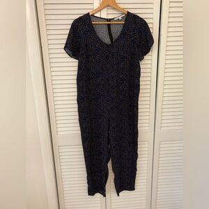 The Nines by Hatch Navy Blue 100% Rayon Speckled Jumpsuit Size XL